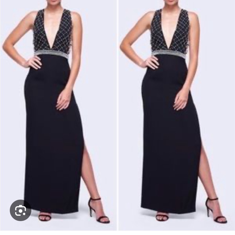 Fame & Partners | Midnight Curse Black Pearl Gown Dress Size US 2 WORN ONCE